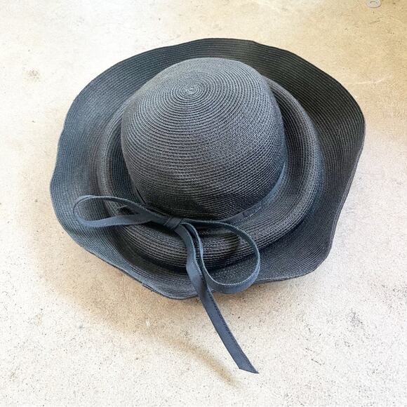 ERIC JAVITS Black Double Brim Straw Hat Packable Water Repellent main image 5